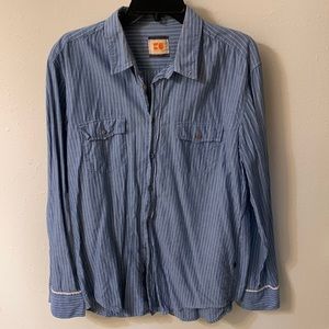 Mens Boss Orange XL blue pinstripe button down shirt